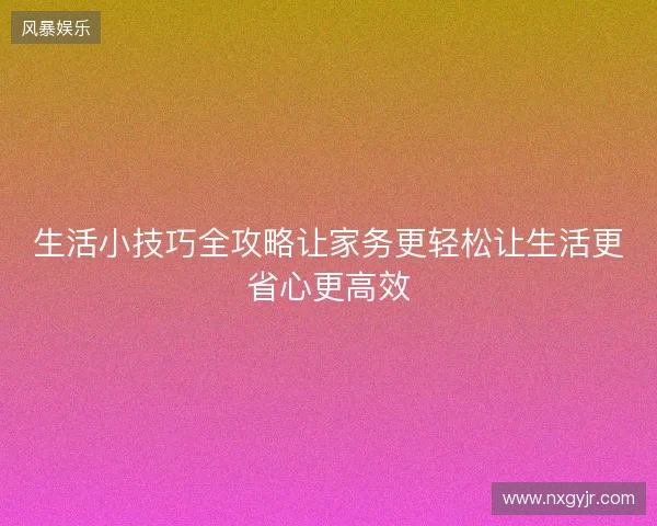 生活小技巧全攻略让家务更轻松让生活更省心更高效